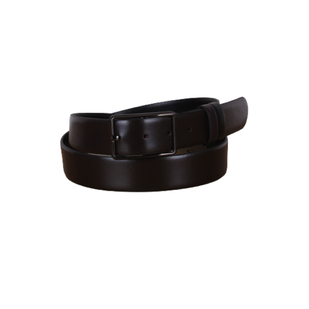 Black/Brown  Color Riverside Metallic Buckle Natural Leather Belt