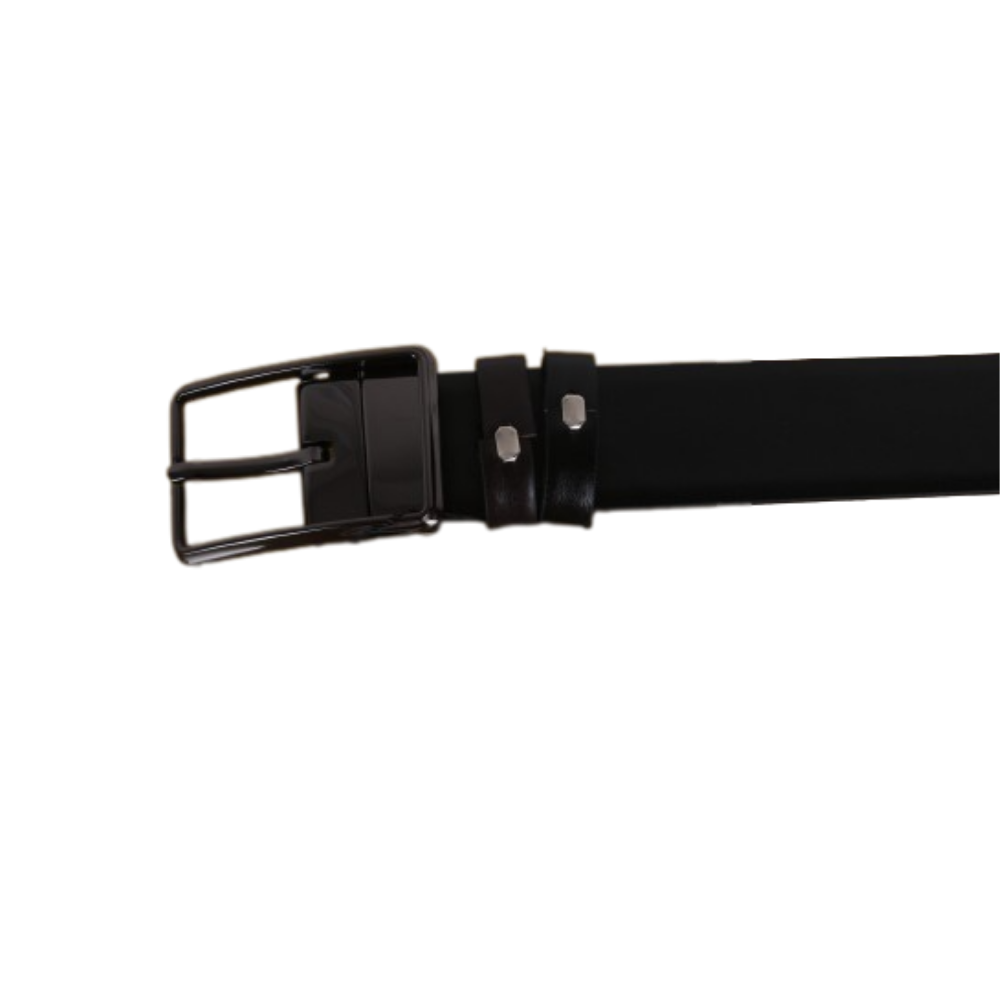 Black/Brown  Color Riverside Metallic Buckle Natural Leather Belt