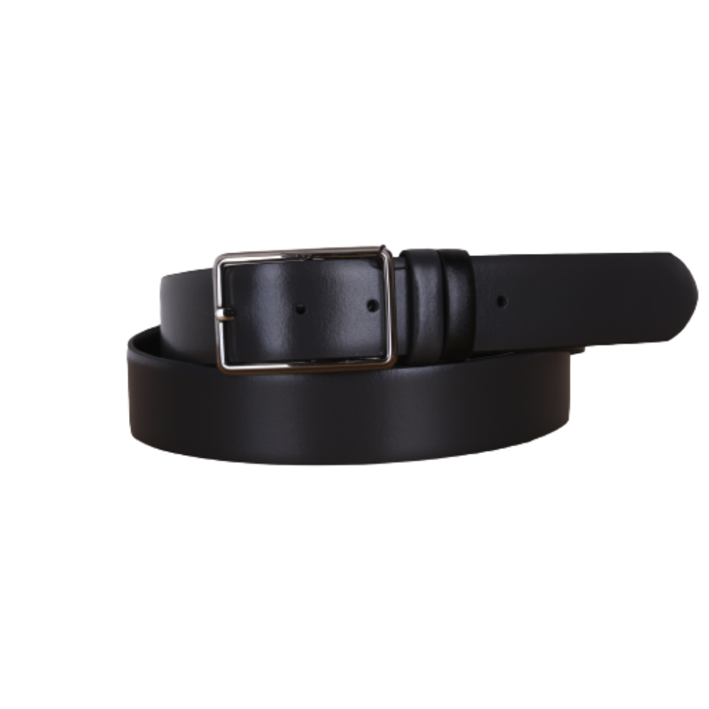 Grey/Black Color Riverside Natural Leather Belt Metallic Buckle Fastening and Adjustable Fit