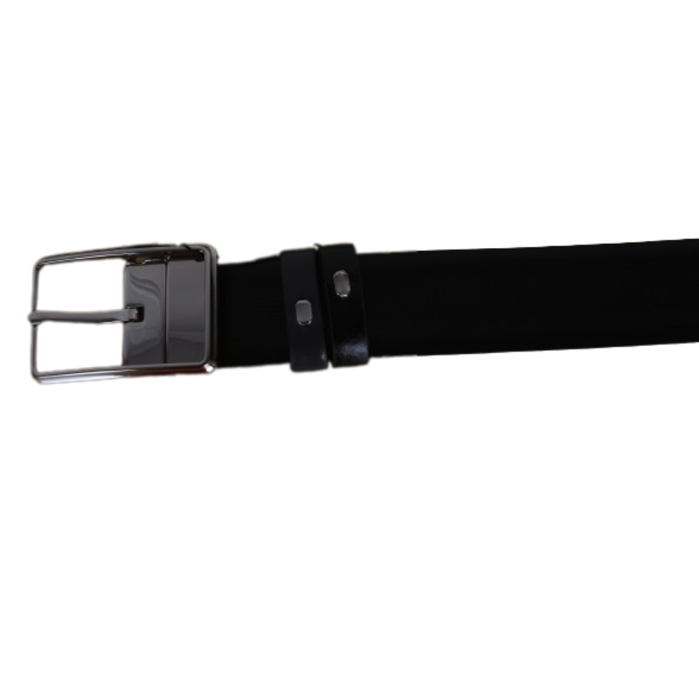 Grey/Black Color Riverside Natural Leather Belt Metallic Buckle Fastening and Adjustable Fit