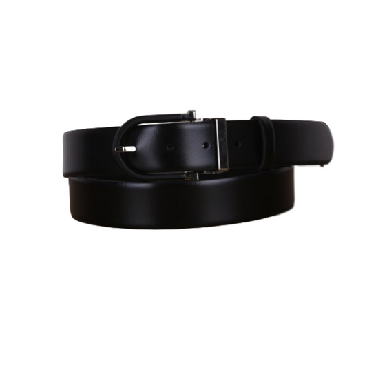 Leather Classic Metallic Buckle Belt With Black Color Design