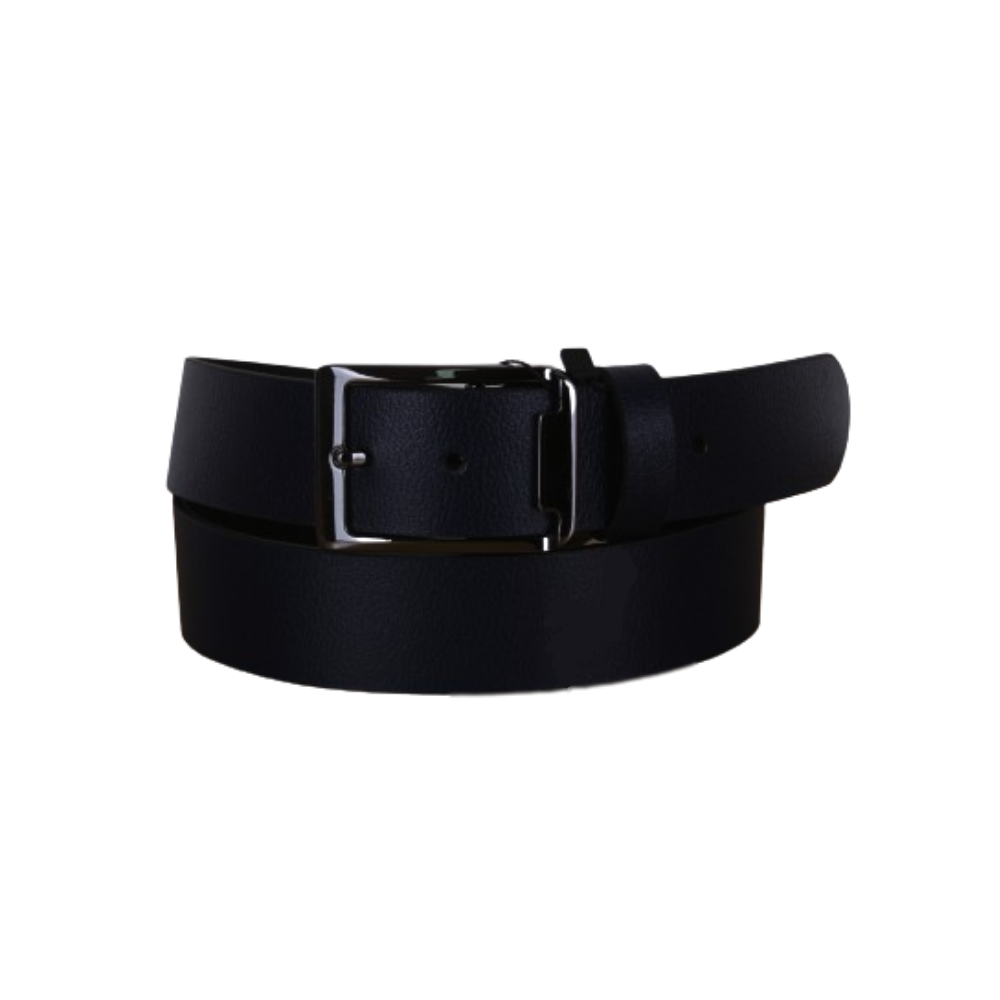 Navy Blue Color Leather Casual Metallic Buckle Belt For Men