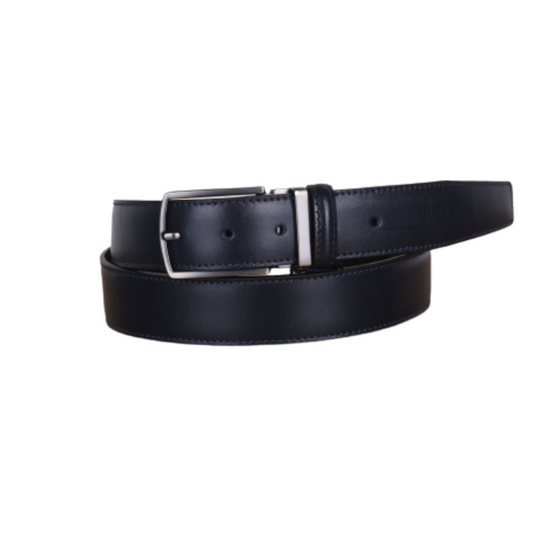 Genuine Leather Navy Blue Color  Classic Dress Belt For Men