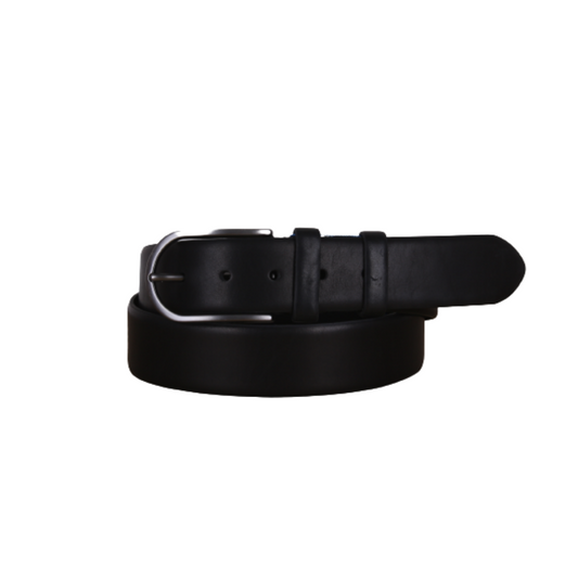 Classic Men's Leather Horseshoe Metallic Buckle Black Belt