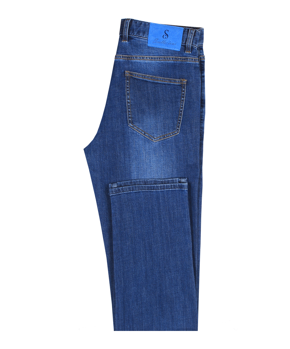 Scallezioni Men's Flex Waist Blue Jeans