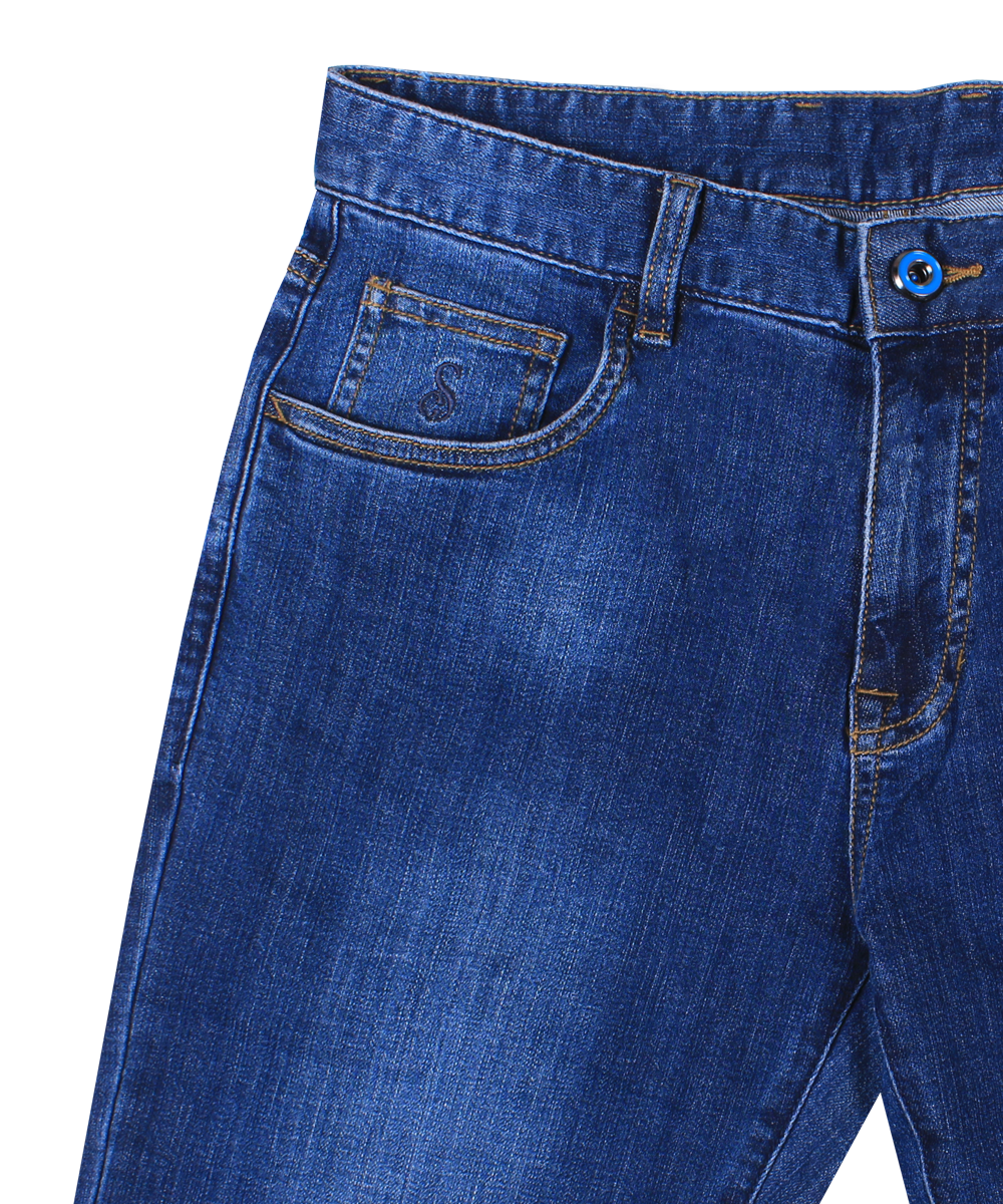 Scallezioni Men's Flex Waist Blue Jeans