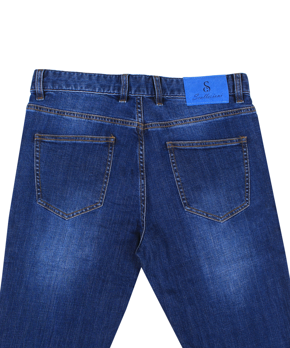 Scallezioni Men's Flex Waist Blue Jeans