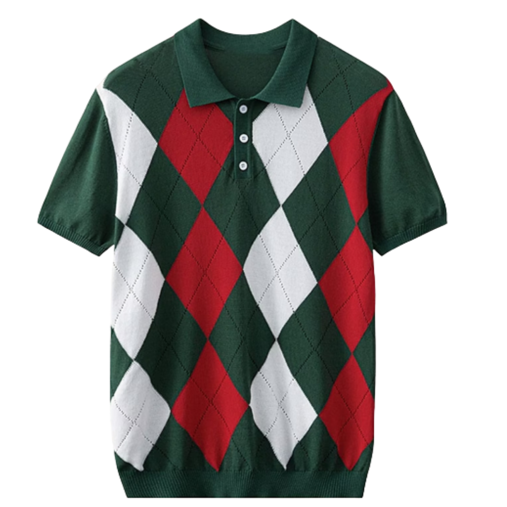 Multicolor Knite Polo With Button Closere