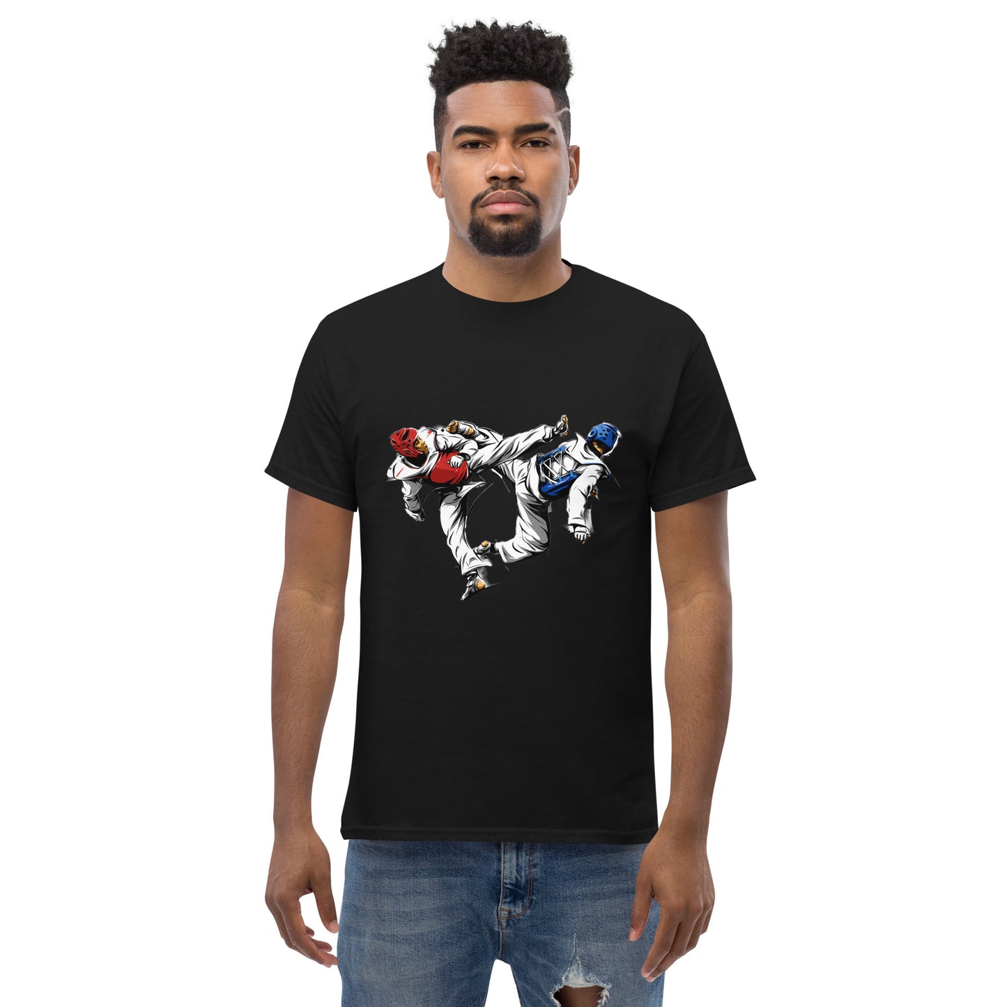 Taekwondo Printed  Black T-Shirt