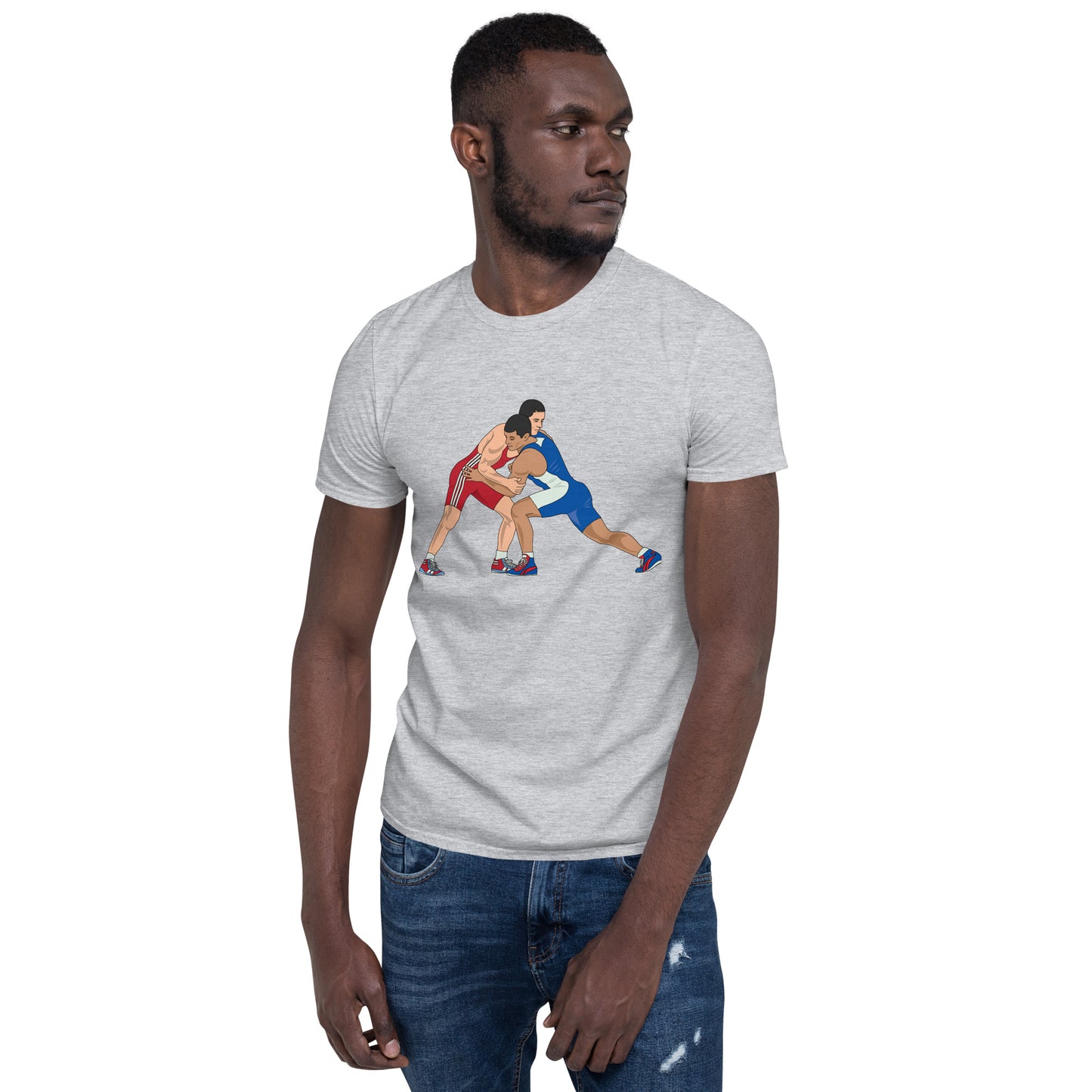 Short-Sleeve Unisex T-Shirt With Wrestling Printing