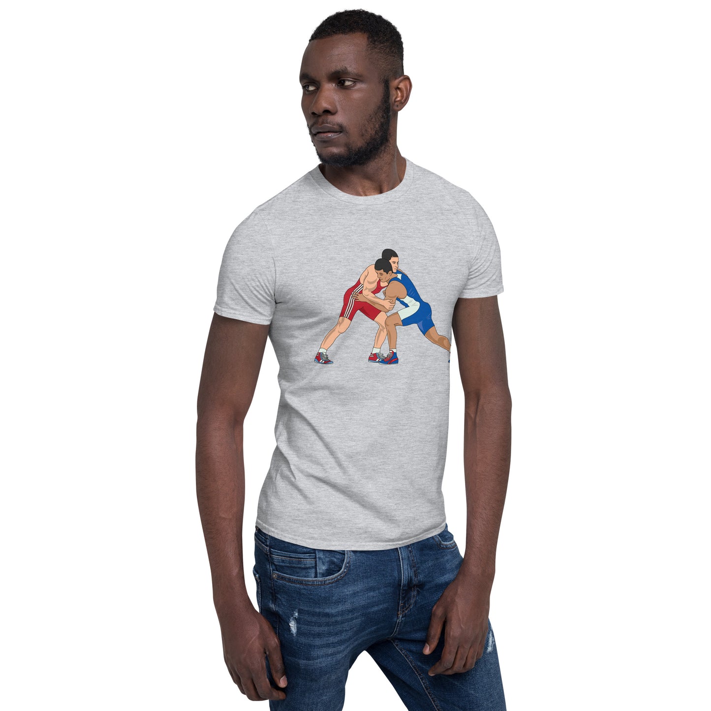 Short-Sleeve Unisex T-Shirt With Wrestling Printing