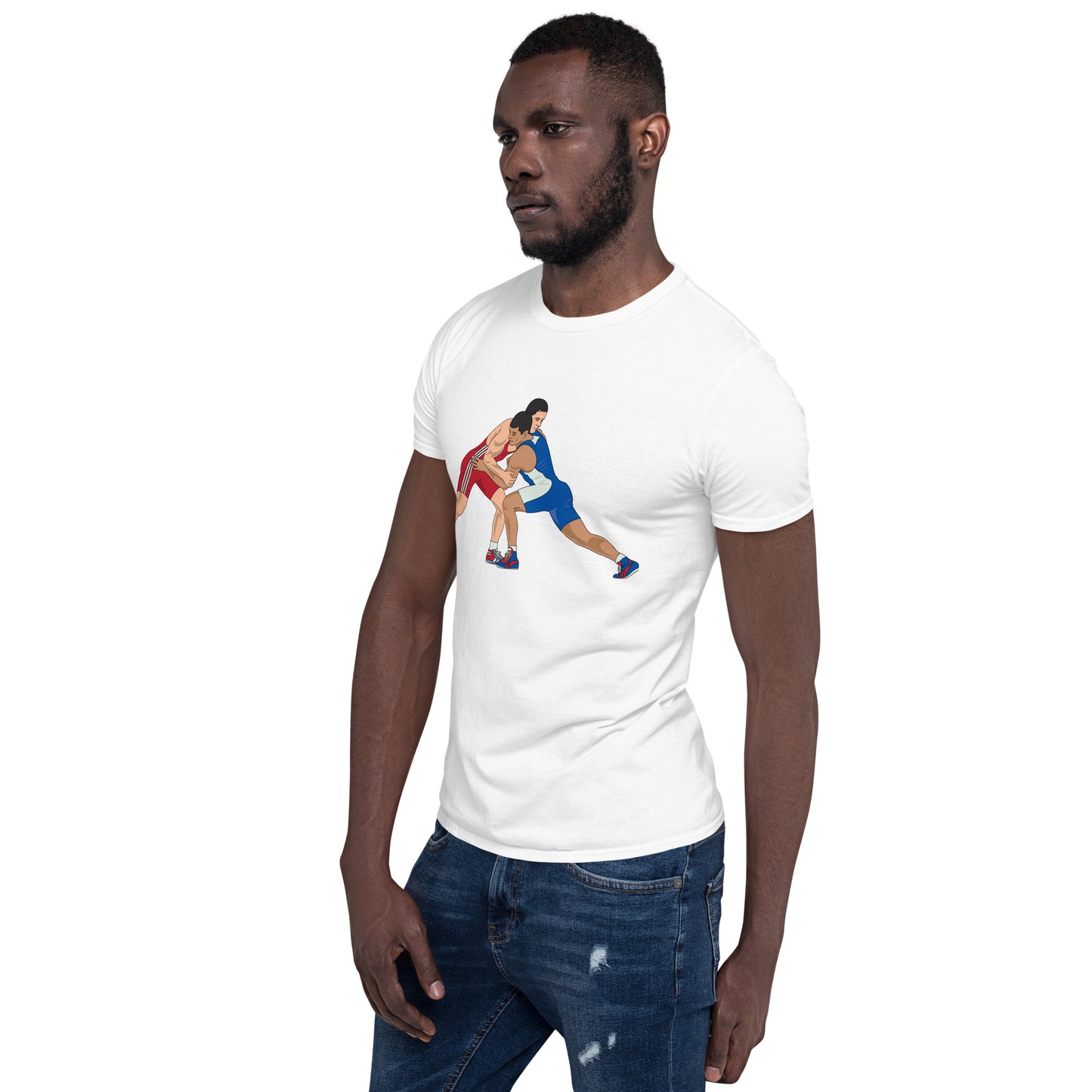 Short-Sleeve Unisex T-Shirt With Wrestling Printing